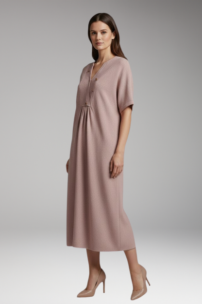 Women's Midi Dress | Loose Knit With A Gathered Yoke