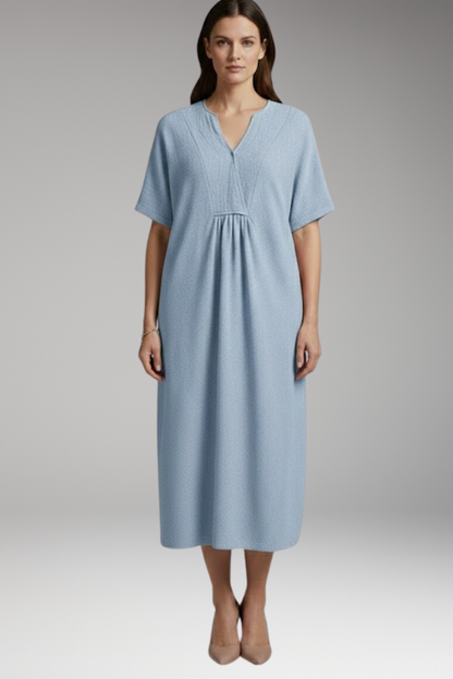 Women's Midi Dress | Loose Knit With A Gathered Yoke
