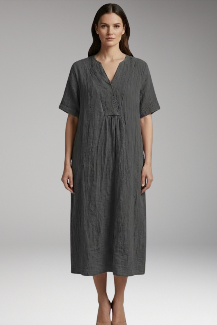 Women's Midi Dress | Loose Knit With A Gathered Yoke