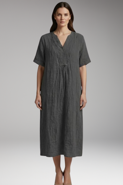 Women's Midi Dress | Loose Knit With A Gathered Yoke