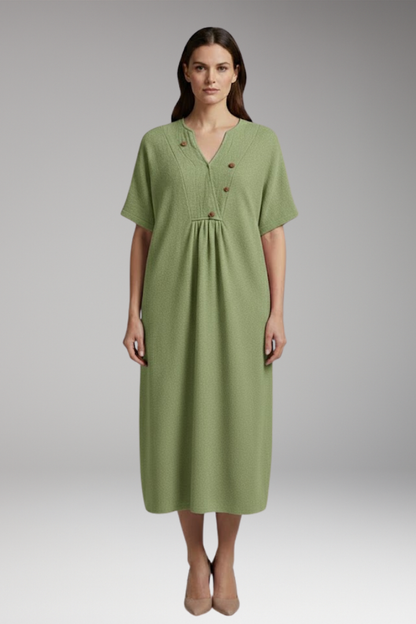 Women's Midi Dress | Loose Knit With A Gathered Yoke