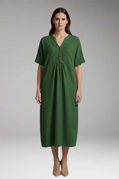 Women's Midi Dress | Loose Knit With A Gathered Yoke