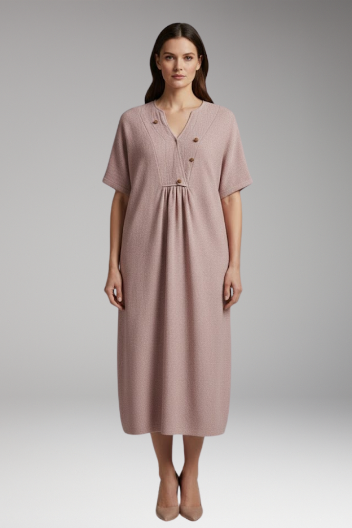 Women's Midi Dress | Loose Knit With A Gathered Yoke