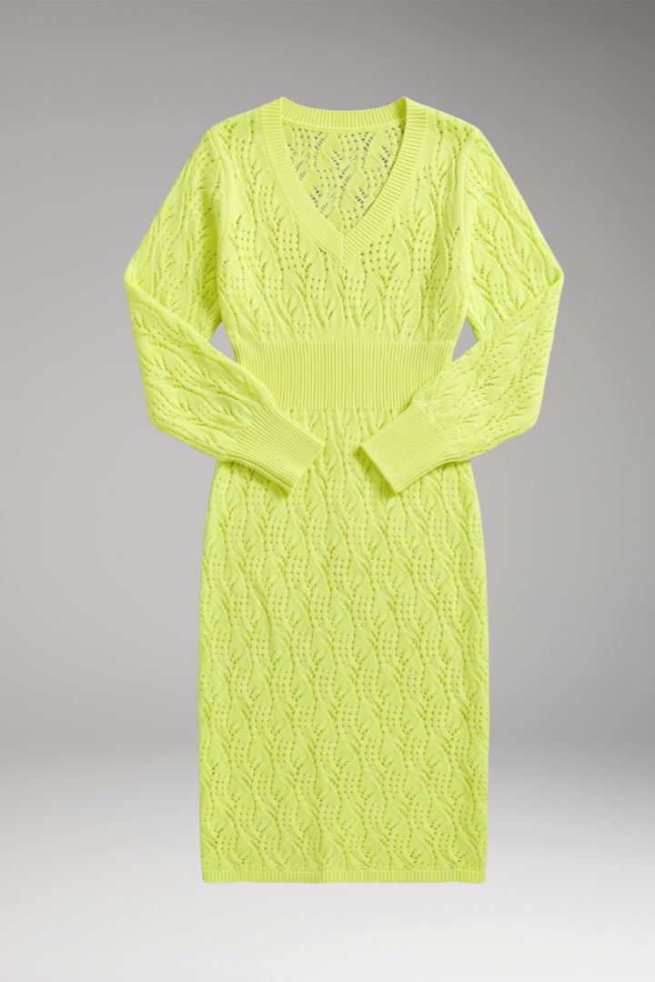 Women's Midi Dress | Open Knit With A Ribbed Waistband