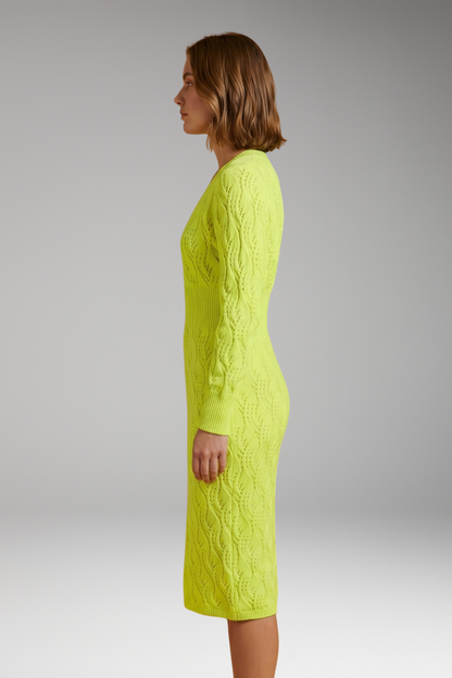 Women's Midi Dress | Open Knit With A Ribbed Waistband