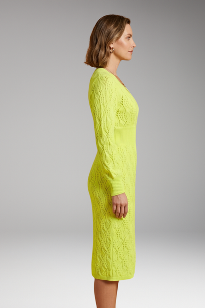 Women's Midi Dress | Open Knit With A Ribbed Waistband