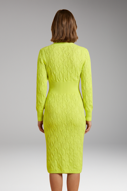 Women's Midi Dress | Open Knit With A Ribbed Waistband