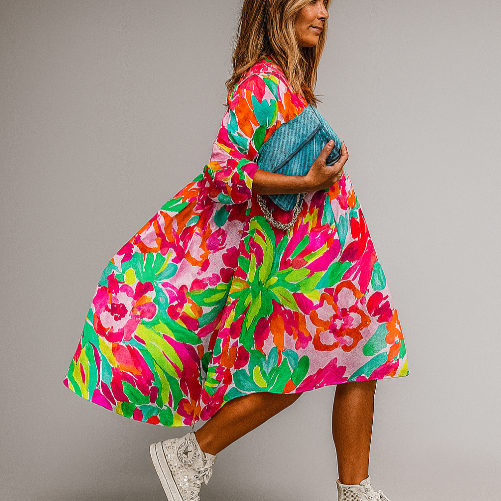 Women's Midi Dress | Oversized Floral Swing