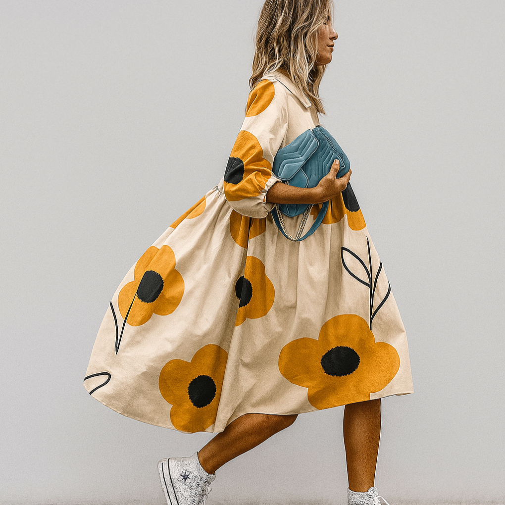 Women's Midi Dress | Oversized Floral Swing