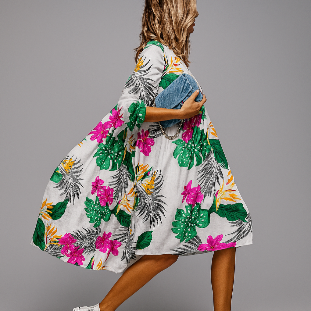 Women's Midi Dress | Oversized Floral Swing