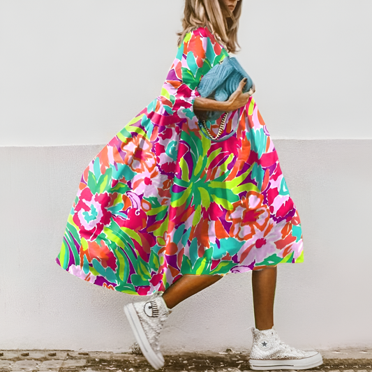 Women's Midi Dress | Oversized Floral Swing