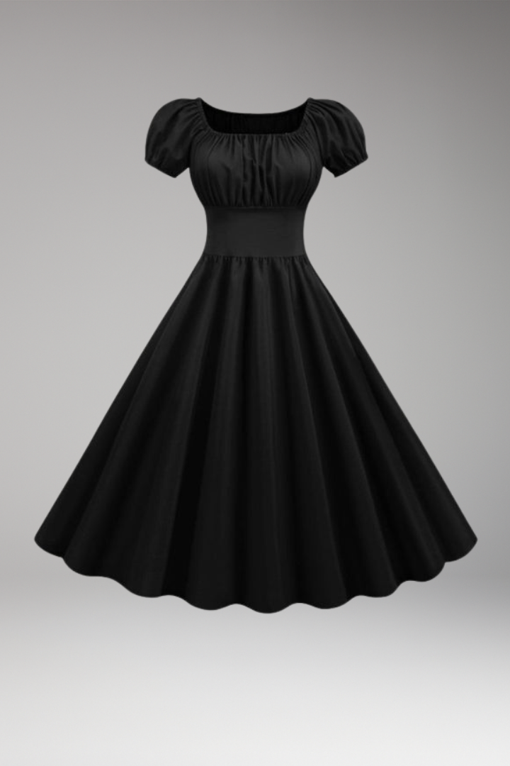 Women's Midi Dress | Puff Sleeves And A Wide Waistband