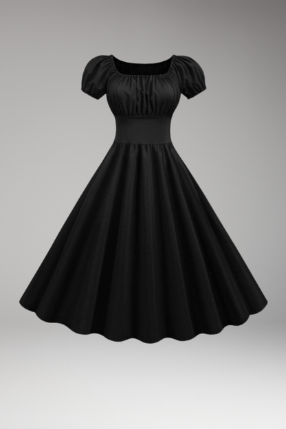 Women's Midi Dress | Puff Sleeves And A Wide Waistband