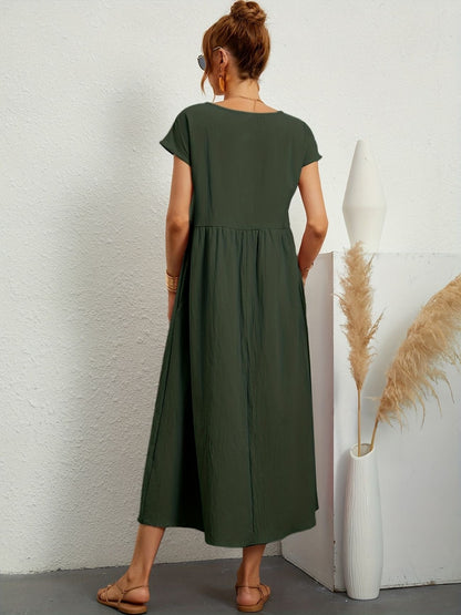 Women's Midi Dress | Round Neck Flowy A-Line