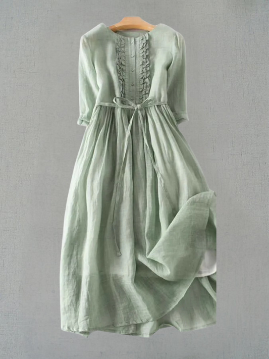 Women's Midi Dress | Ruffled Tie-Waist A-Line