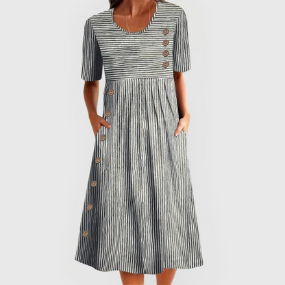 Women's Midi Dress | Striped Design & Relaxed Everyday Comfort