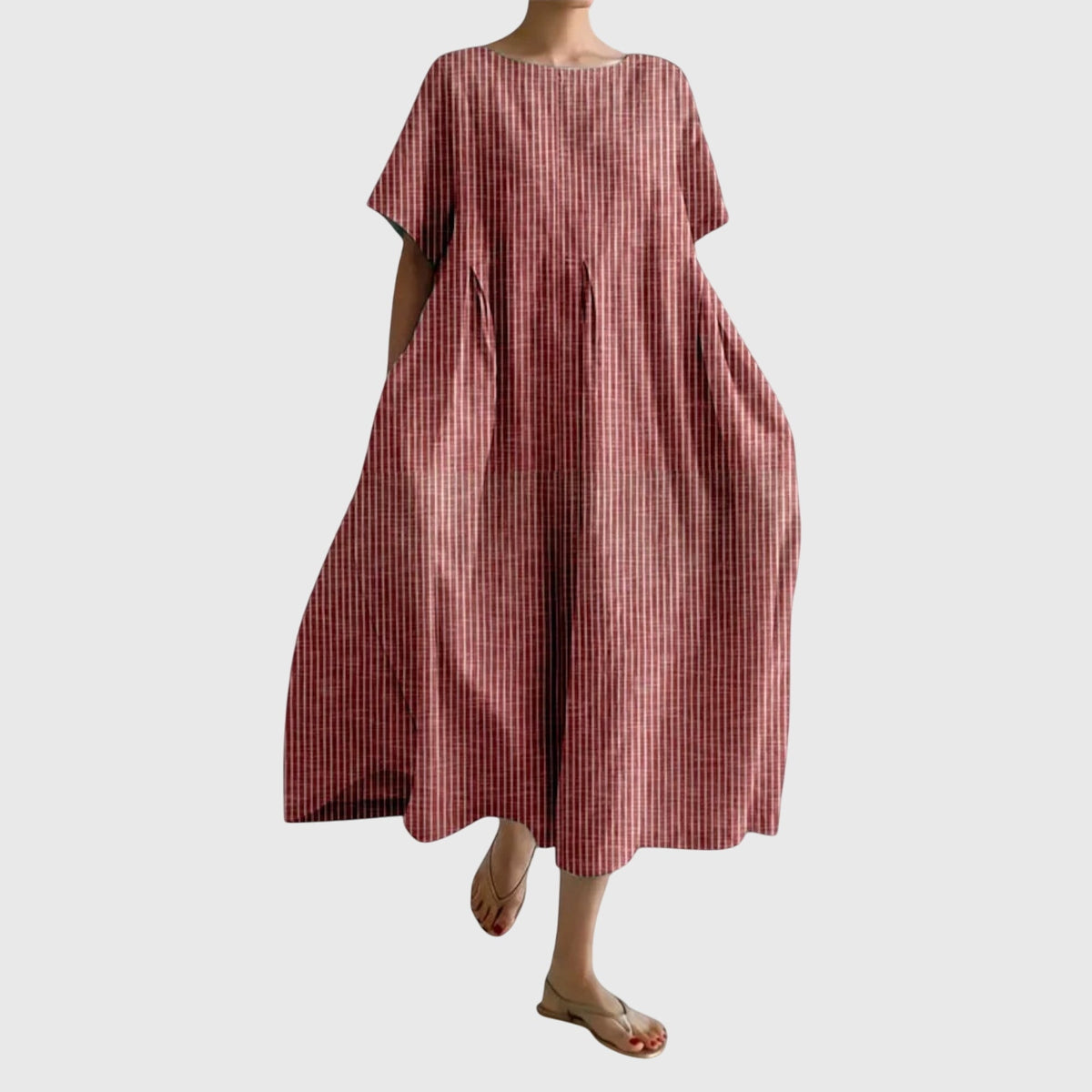 Women's Midi Dress | Striped Round Neck Oversized Design