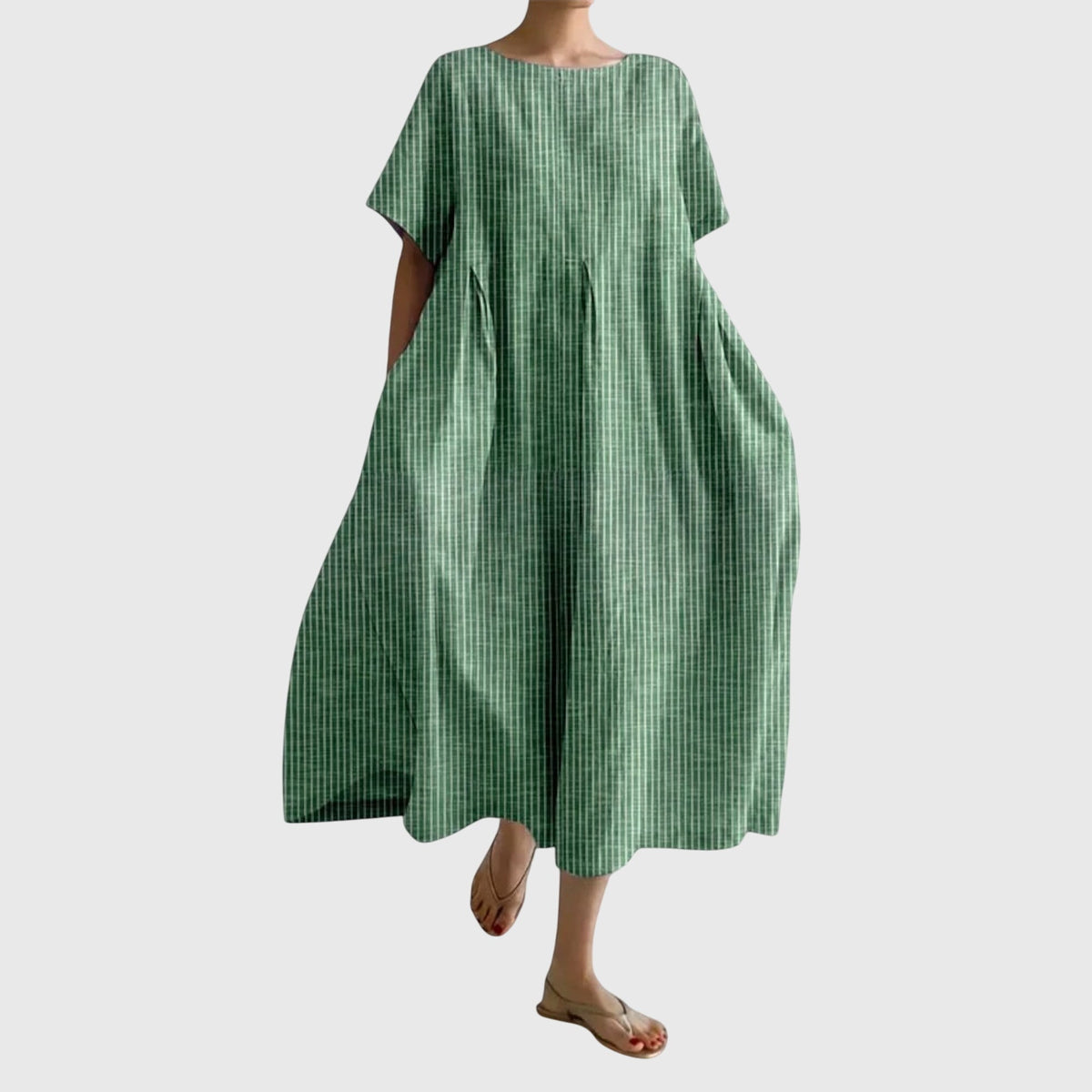Women's Midi Dress | Striped Round Neck Oversized Design