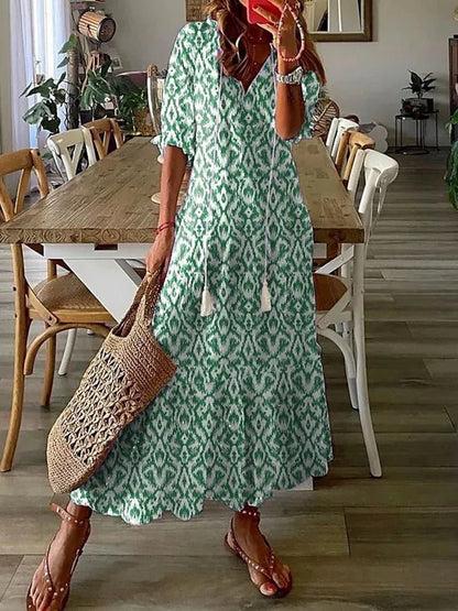 Women's Midi Dress | Tassel Ties And A Tiered Hem