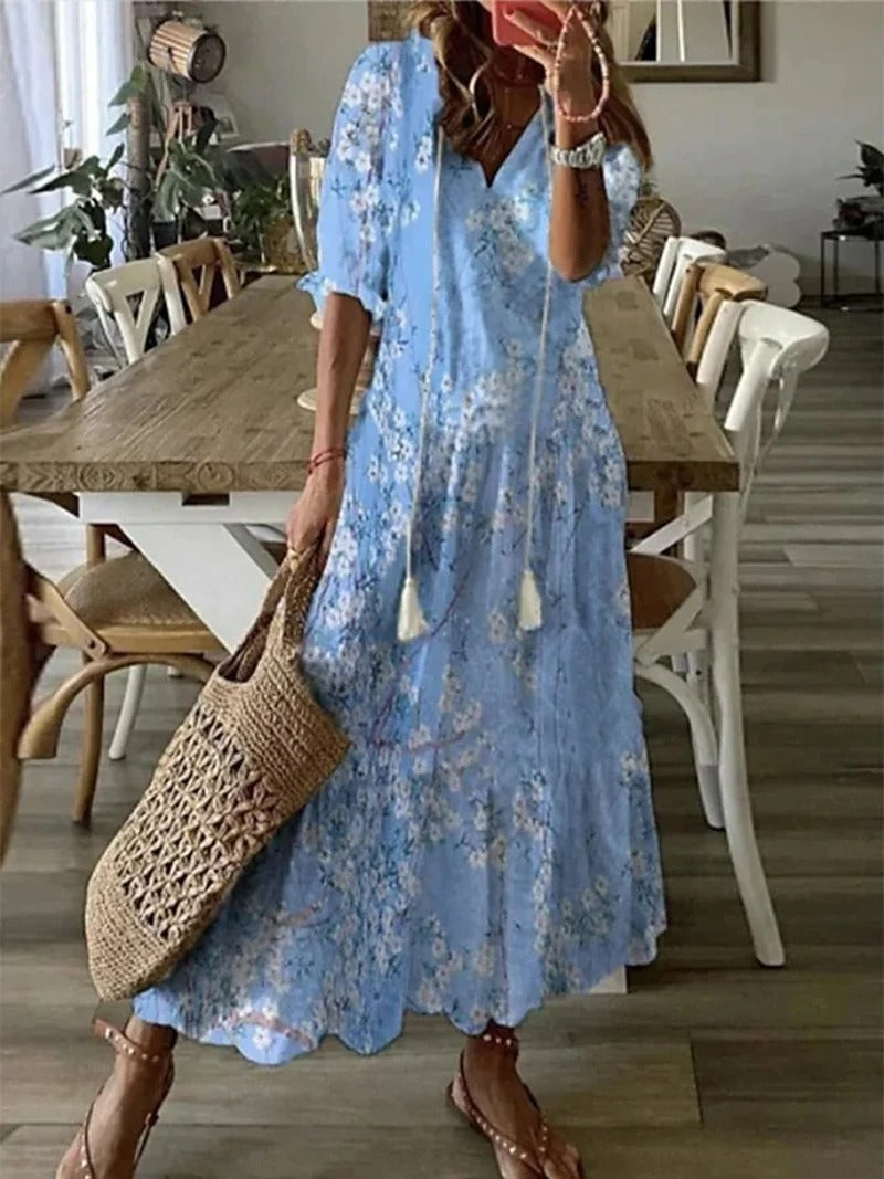Women's Midi Dress | Tassel Ties And A Tiered Hem