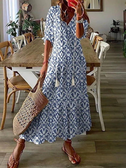 Women's Midi Dress | Tassel Ties And A Tiered Hem