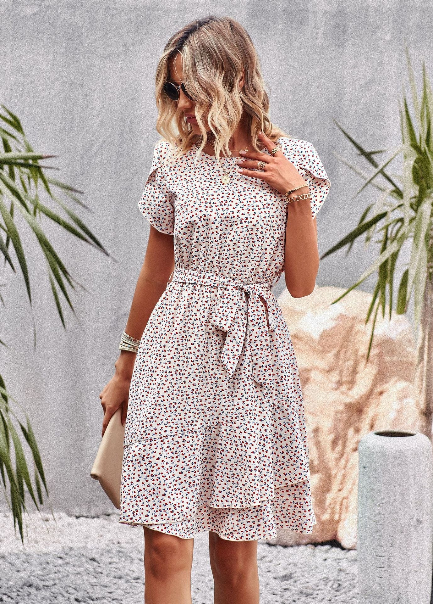 Women's Midi Dress | Wrap Dress With A Tie Belt And Ruffle Hem