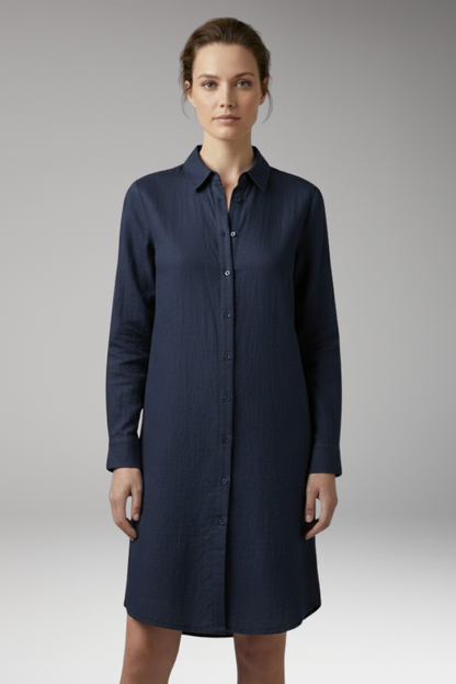 Women's Mini Dress | Button-Through With A Point Collar