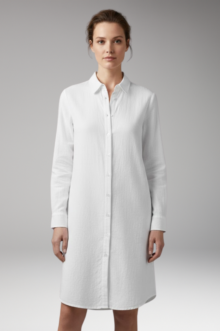 Women's Mini Dress | Button-Through With A Point Collar