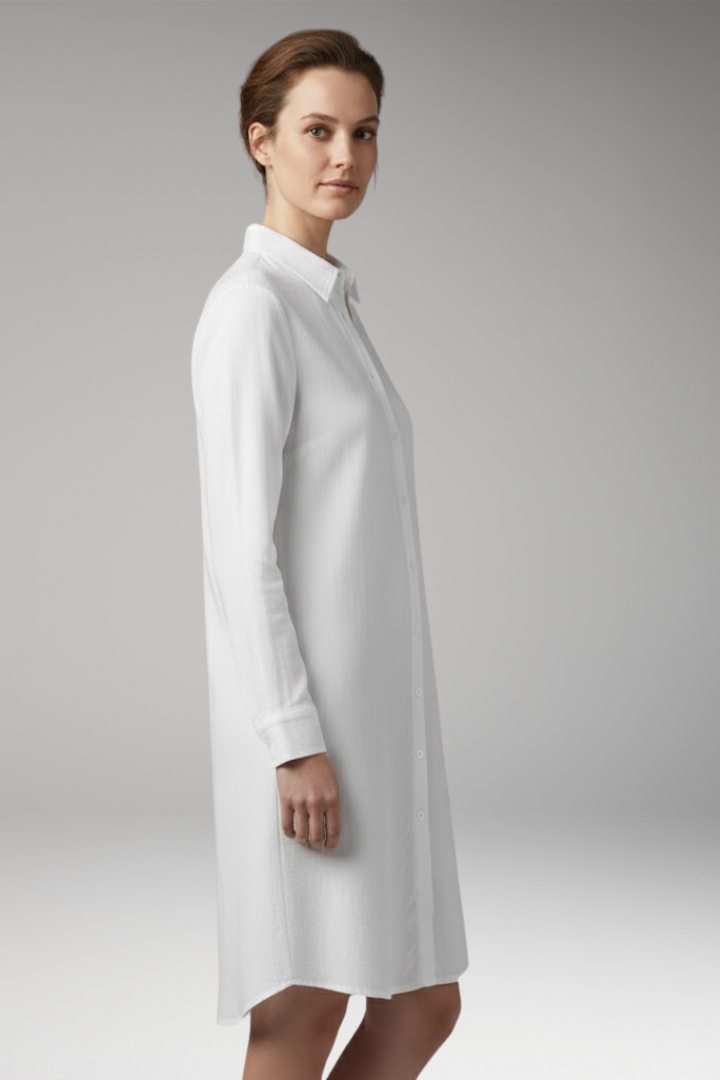 Women's Mini Dress | Button-Through With A Point Collar