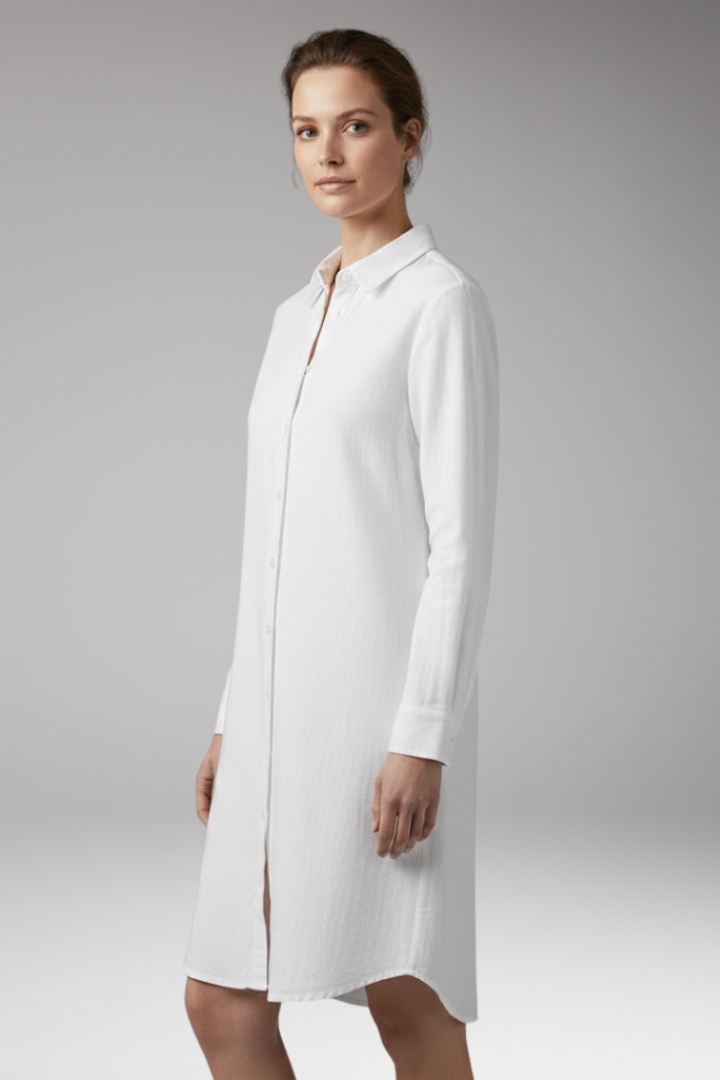 Women's Mini Dress | Button-Through With A Point Collar