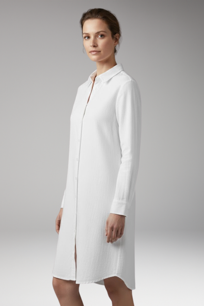Women's Mini Dress | Button-Through With A Point Collar