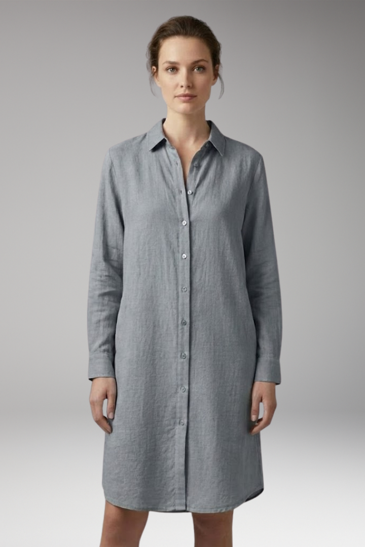 Women's Mini Dress | Button-Through With A Point Collar