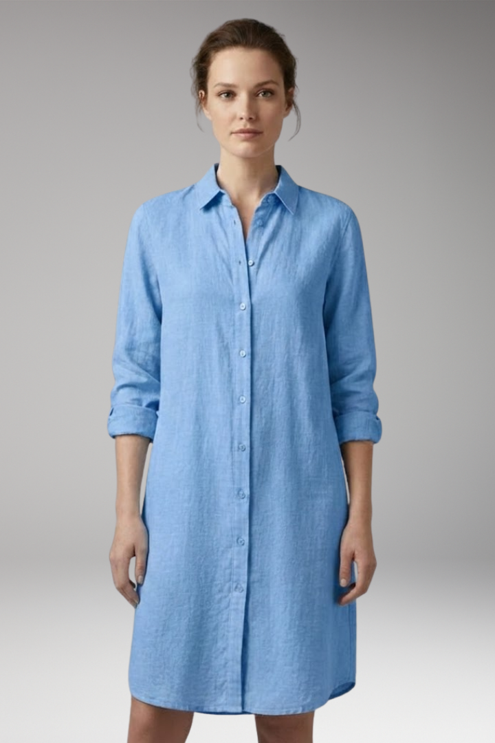 Women's Mini Dress | Button-Through With A Point Collar