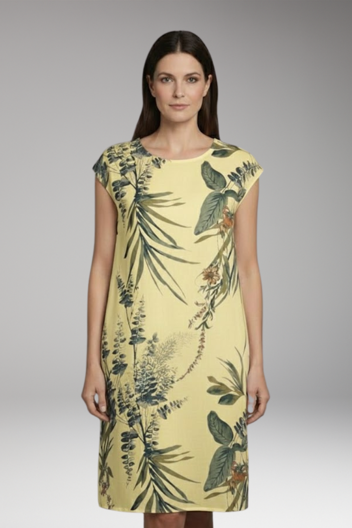 Women's Mini Dress | Cap Sleeve Botanical Shift Dress