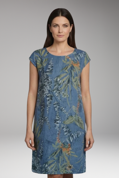Women's Mini Dress | Cap Sleeve Botanical Shift Dress