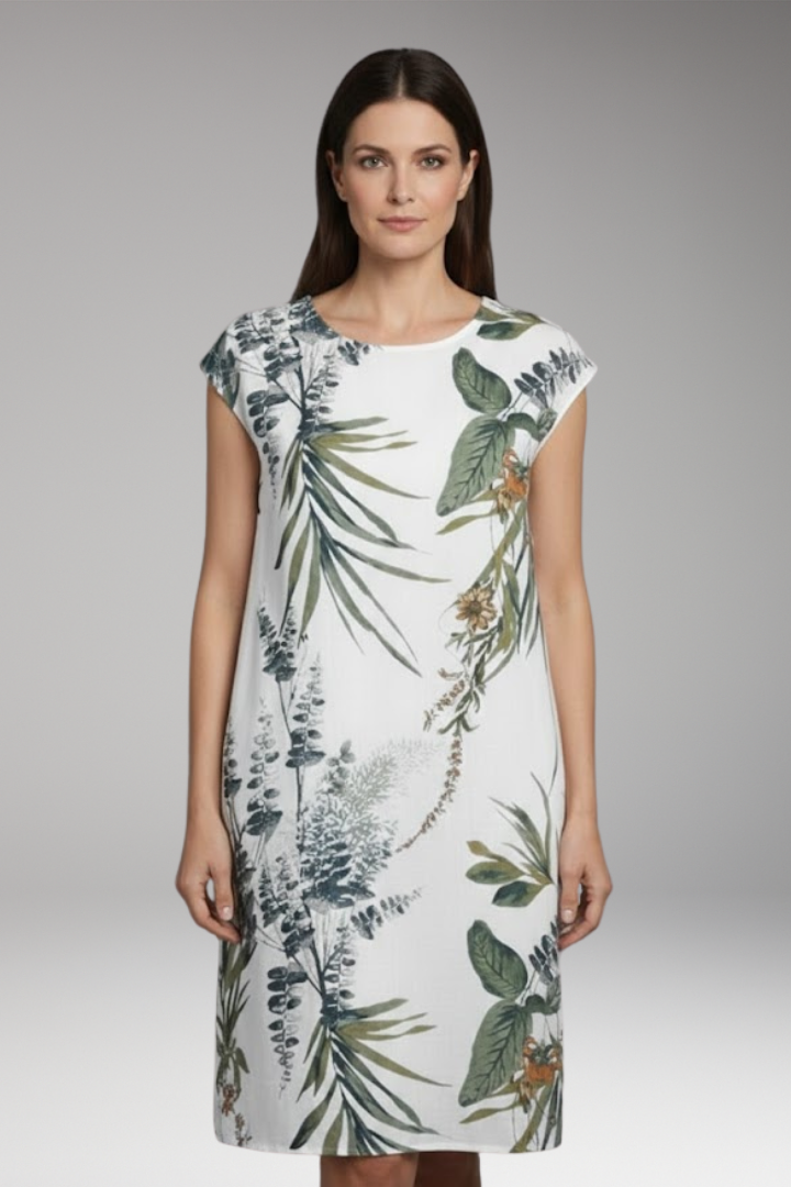 Women's Mini Dress | Cap Sleeve Botanical Shift Dress