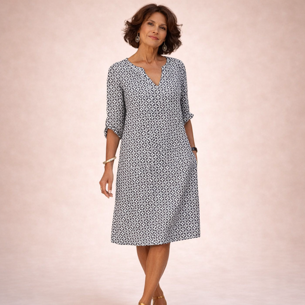 Women's Mini Dress | Printed V-Neck Summer Shift