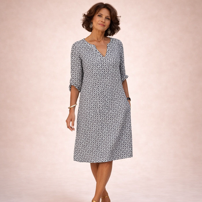 Women's Mini Dress | Printed V-Neck Summer Shift