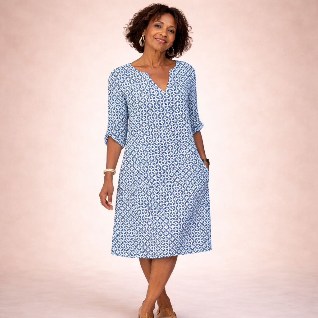 Women's Mini Dress | Printed V-Neck Summer Shift