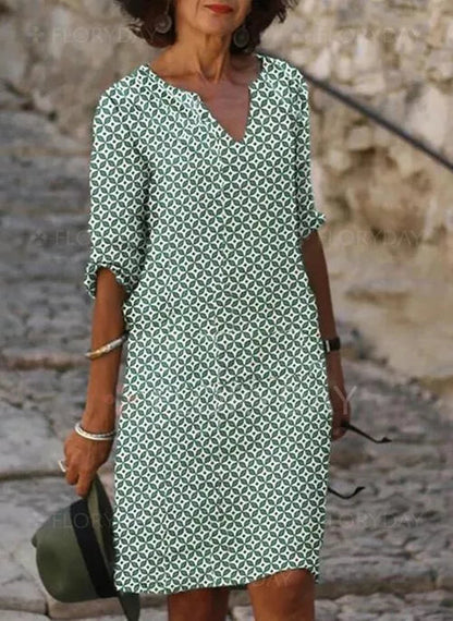 Women's Mini Dress | Printed V-Neck Summer Shift