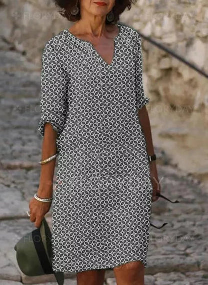 Women's Mini Dress | Printed V-Neck Summer Shift
