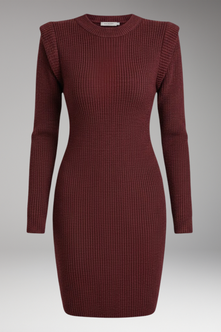 Women's Mini Dress | Ribbed Knit With A Squared Shoulder