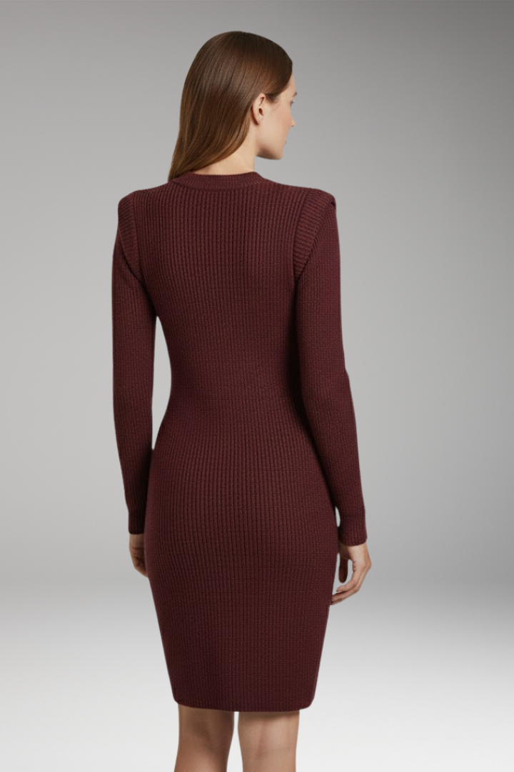 Women's Mini Dress | Ribbed Knit With A Squared Shoulder