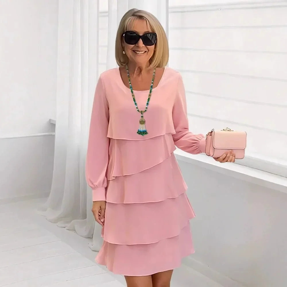 Women's Mini Dress | Tiered Long Sleeve Ruffle Dress