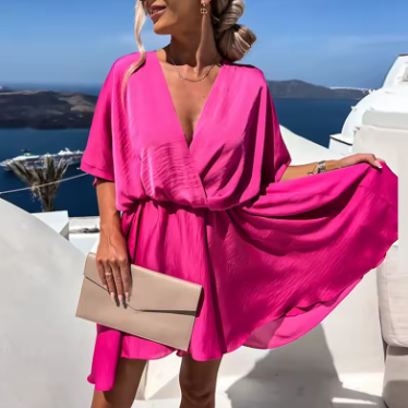 Women's Mini Dress | Wrap Front Dress With A Twist Waist