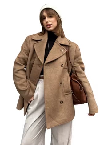 Women's Oversize Coat | Double Breasted, Notched Lapels