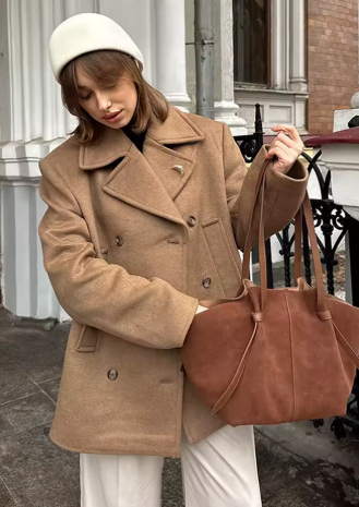 Women's Oversize Coat | Double Breasted, Notched Lapels