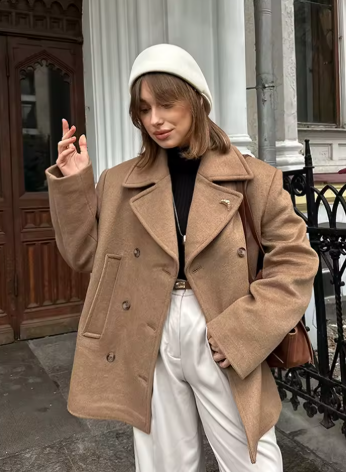 Women's Oversize Coat | Double Breasted, Notched Lapels
