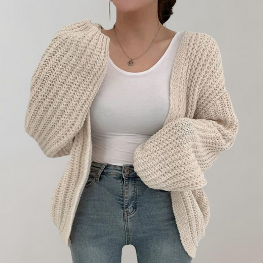 Women's Oversized Cardigan | Open Front & Balloon Sleeves