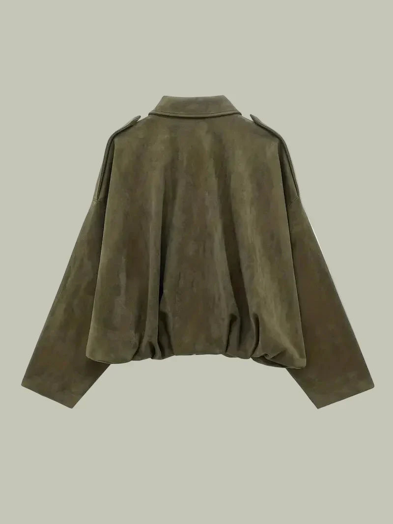 Women’s Oversized Faux Suede Jacket for Chic Style